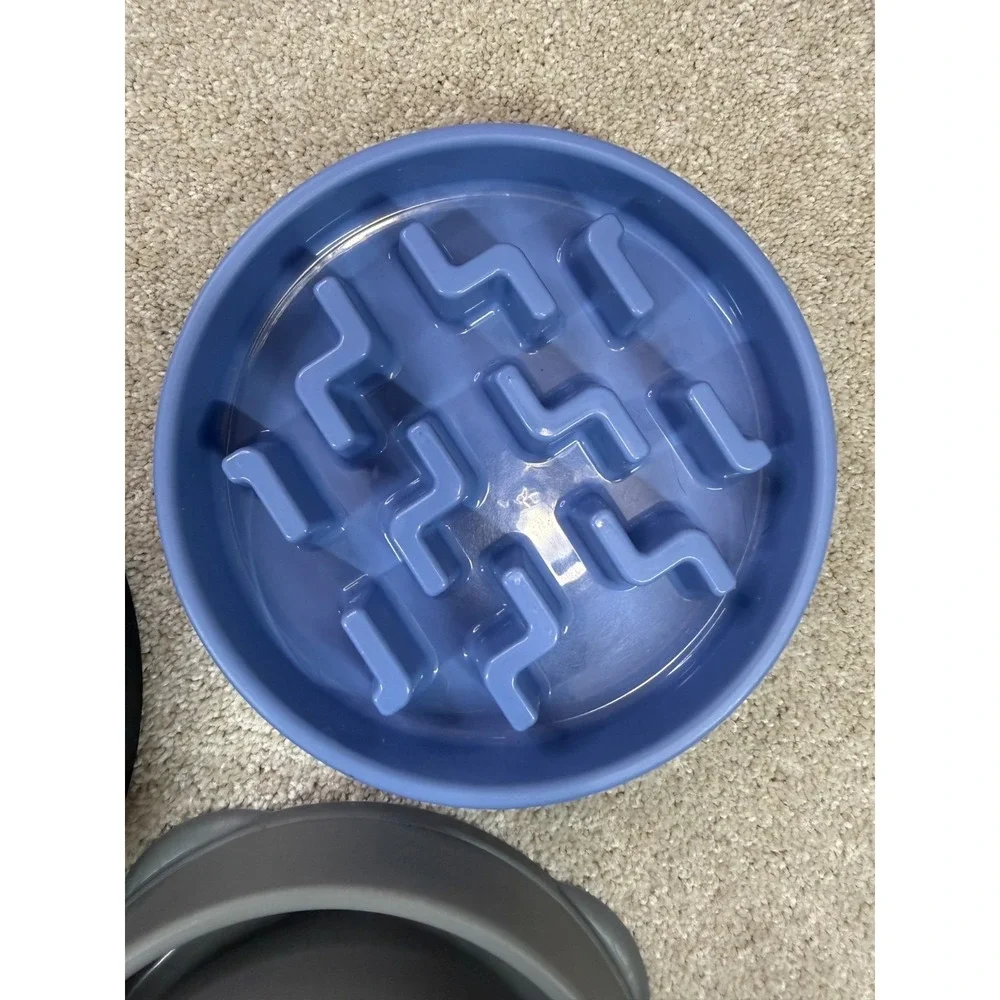 Outward Hound Slow Feeders for Pets Dogs Cats  Blue and Gray Set of 3
